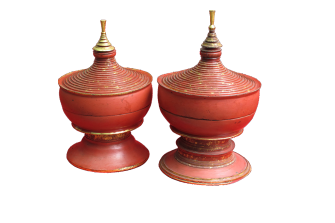 vasi per offerte rituali (Hsùn-ok) laccati in rosso – XIX sec.